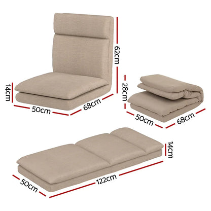 Artiss Floor Chair Sofa 1 Seater Linen Beige - Mekamart Australia
