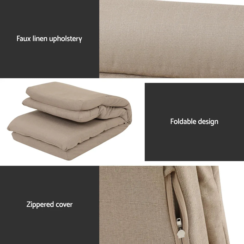 Artiss Floor Chair Sofa 1 Seater Linen Beige - Mekamart Australia