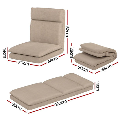 Artiss 2XFloor Chair Sofa Linen Beige - Mekamart Australia