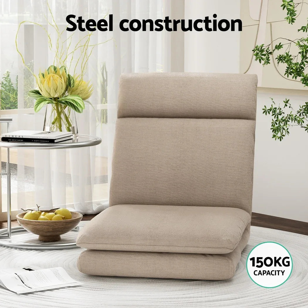 Artiss 2XFloor Chair Sofa Linen Beige - Mekamart Australia
