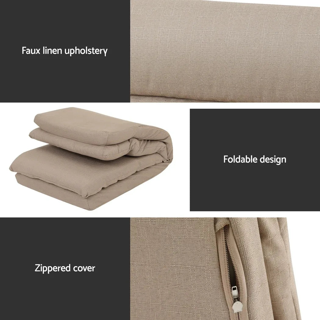 Artiss 4XFloor Chair Sofa Linen Beige - Mekamart Australia