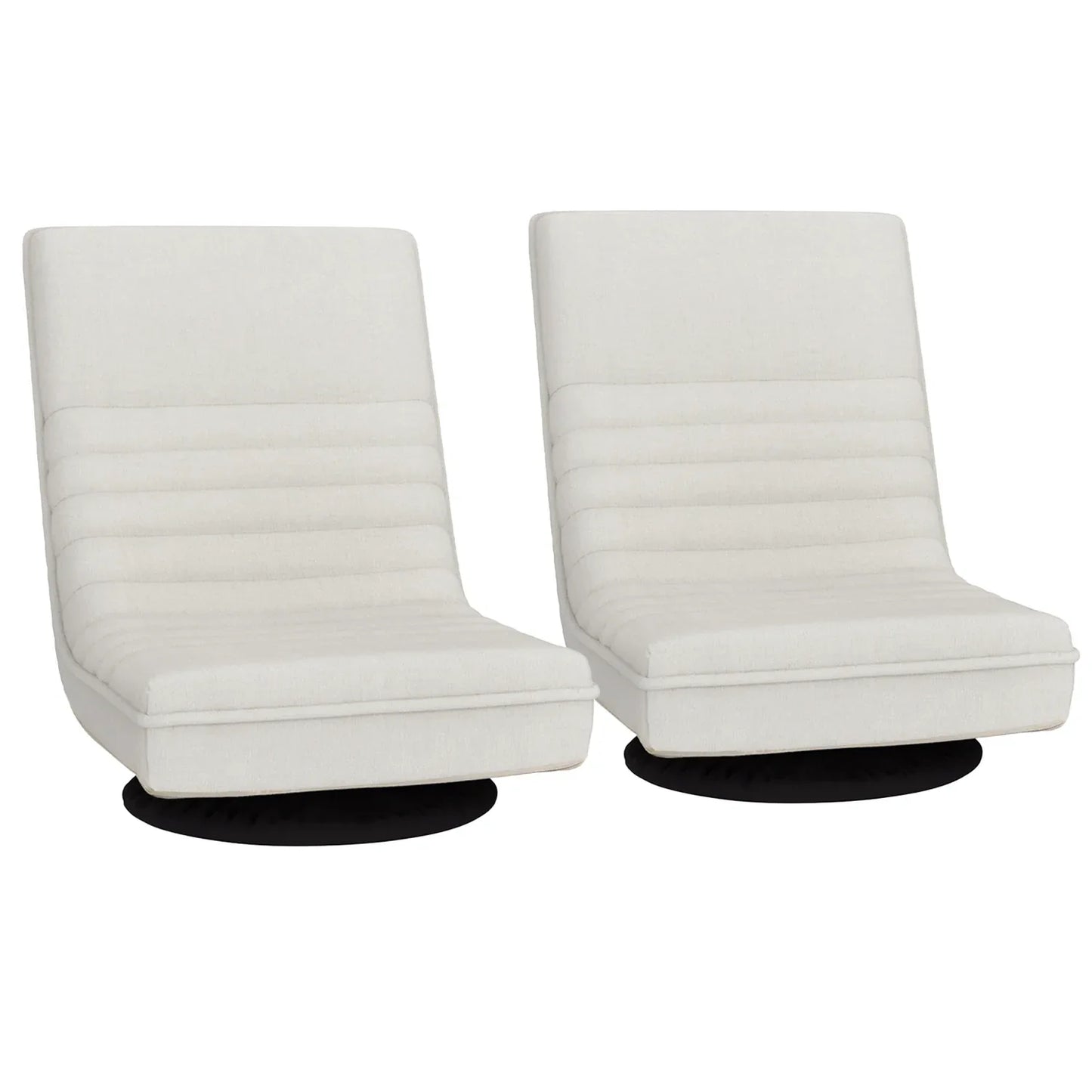 Artiss 2XFloor Chair Lounge Sofa Swivel Foldable Linen White - Mekamart Australia