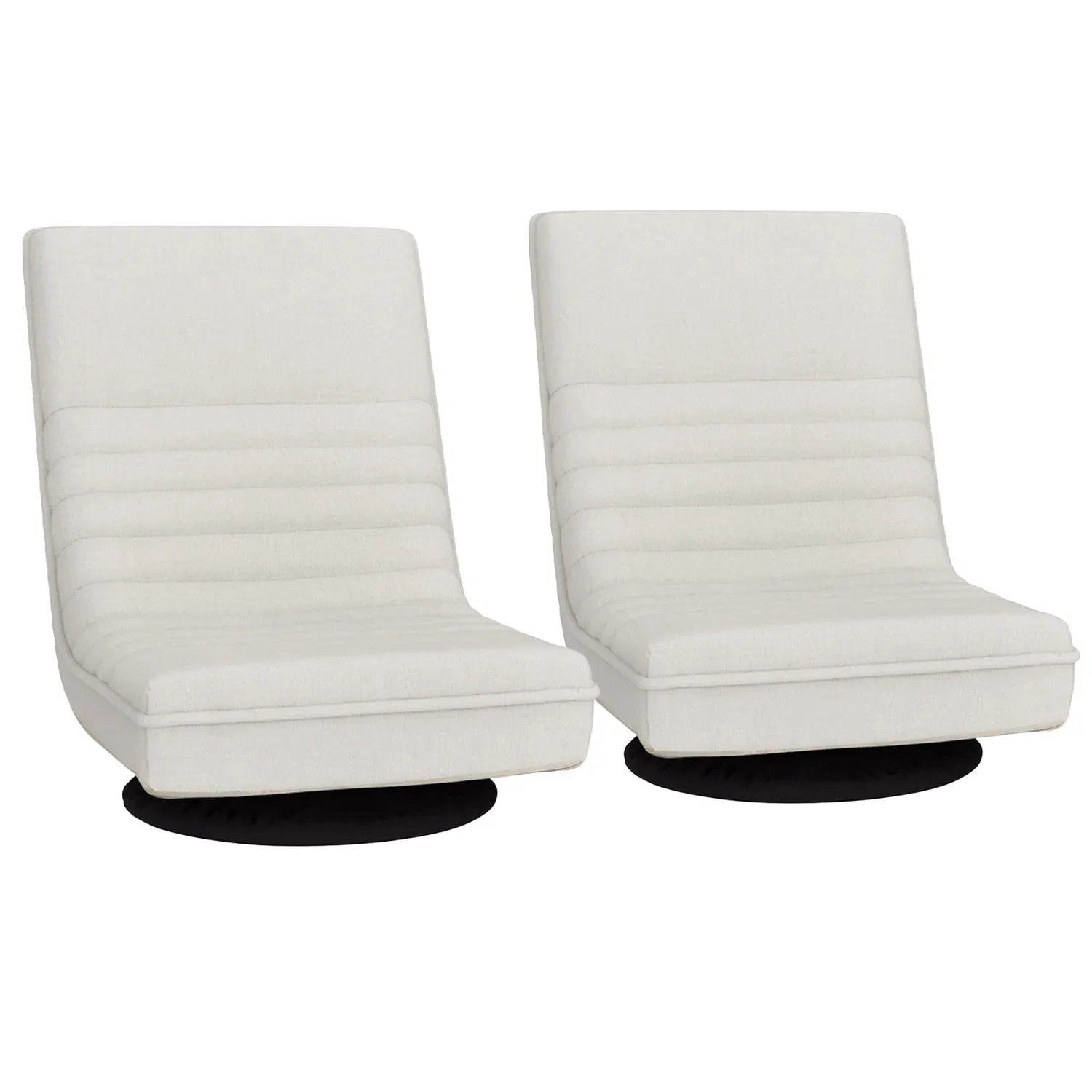 Artiss 2XFloor Chair Lounge Sofa Swivel Foldable Linen White - Mekamart Australia