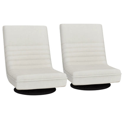 Artiss 2XFloor Chair Lounge Sofa Swivel Foldable Linen White - Mekamart Australia