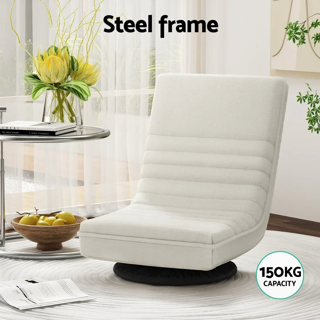 Artiss 4XFloor Chair Lounge Sofa Swivel Foldable Linen White - Mekamart Australia
