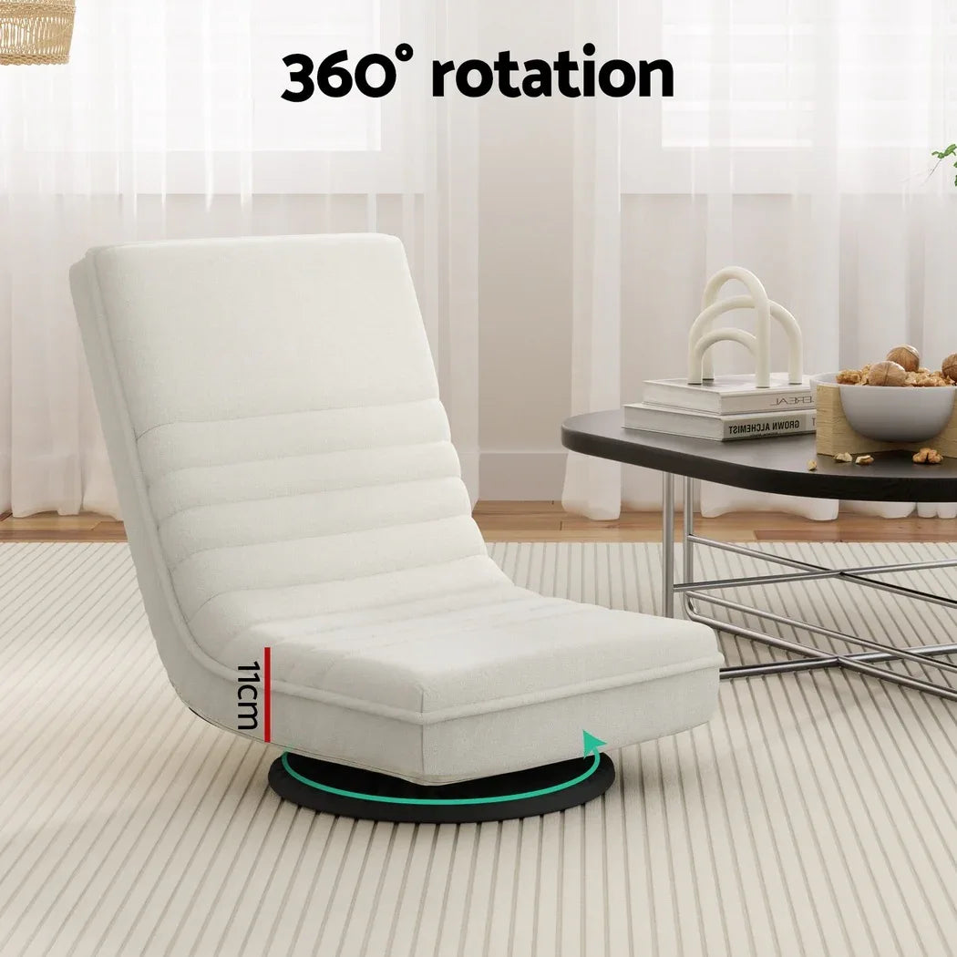 Artiss 4XFloor Chair Lounge Sofa Swivel Foldable Linen White - Mekamart Australia