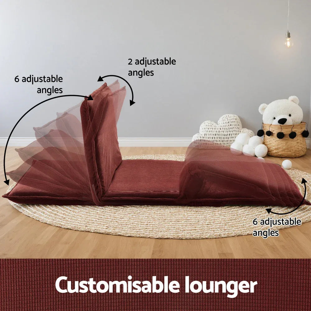Artiss Floor Lounge Sofa Bed Foldable 2 Seater Orange - Mekamart Australia