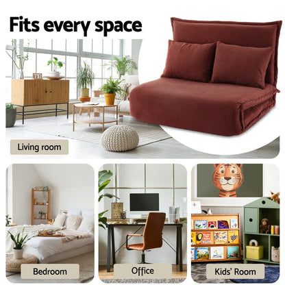 Artiss Floor Lounge Sofa Bed Foldable 2 Seater Orange - Mekamart Australia
