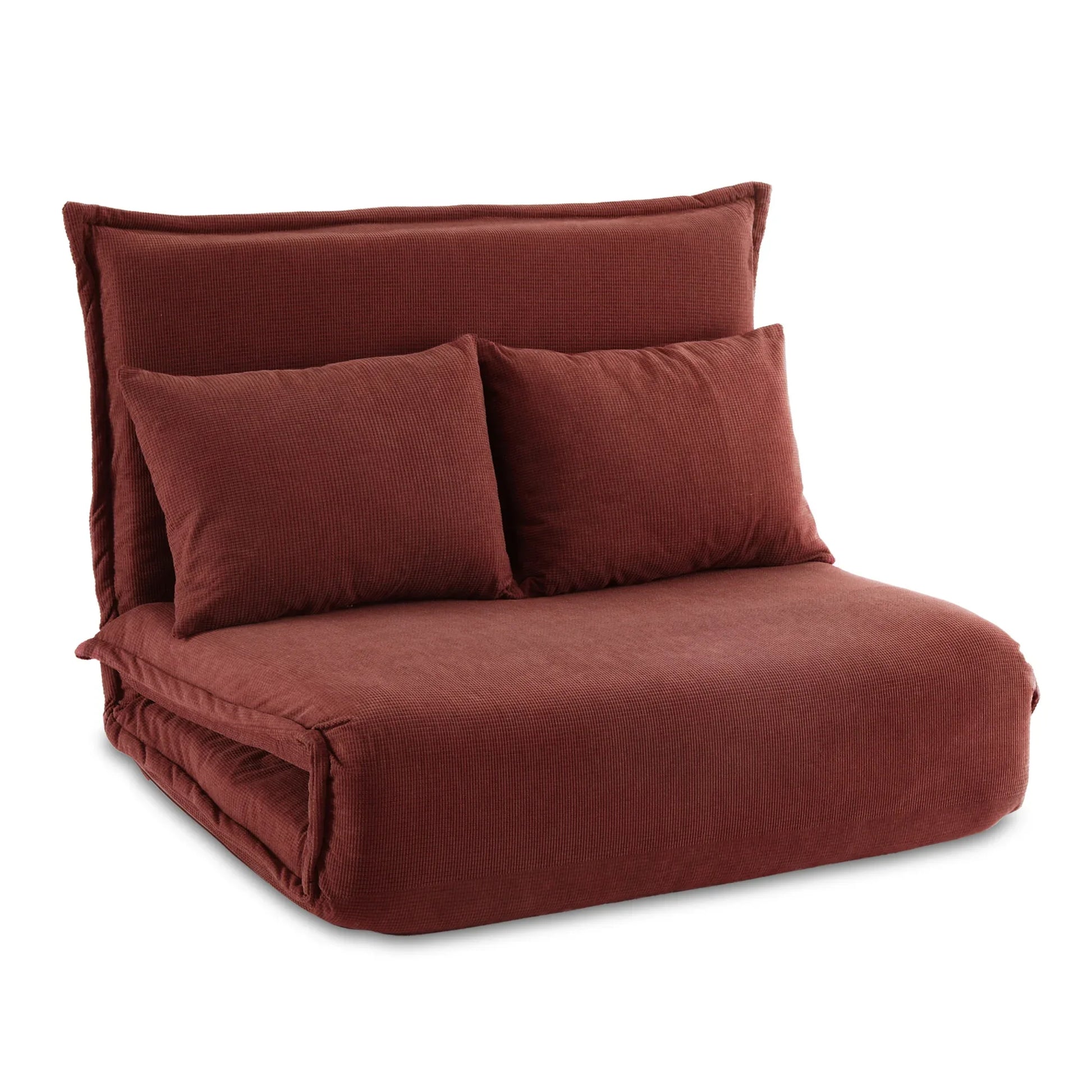 Artiss Floor Lounge Sofa Bed Foldable 2 Seater Orange - Mekamart Australia