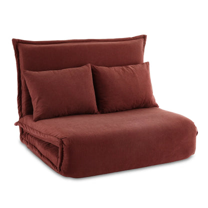 Artiss Floor Lounge Sofa Bed Foldable 2 Seater Orange - Mekamart Australia