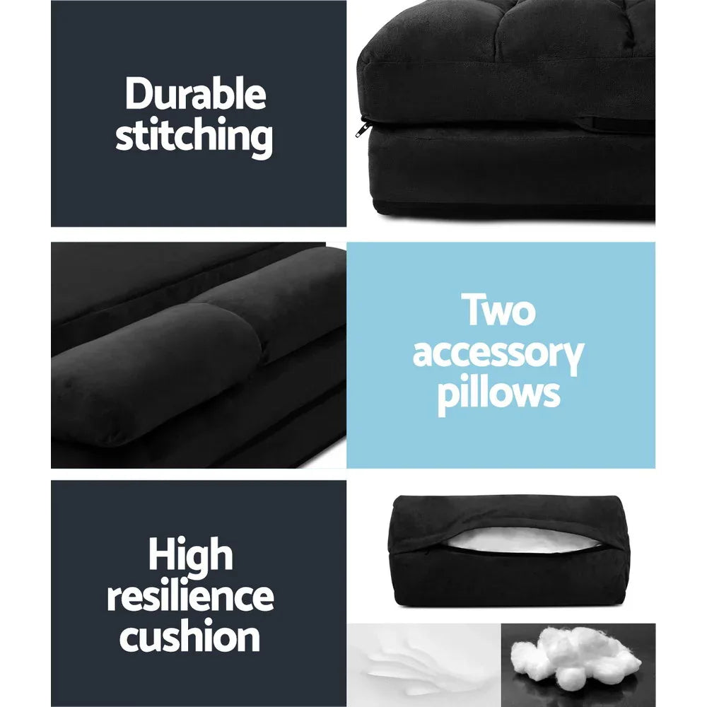 Artiss Floor Lounge Sofa Bed 2-seater Charcoal Suede - Mekamart Australia