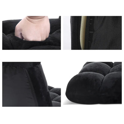 Artiss 2X Lounge Sofa Bed Flannel Fabric Black - Mekamart Australia