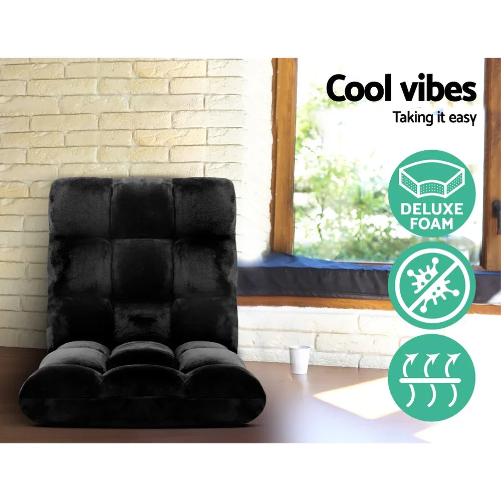 Artiss 2X Lounge Sofa Bed Flannel Fabric Black - Mekamart Australia