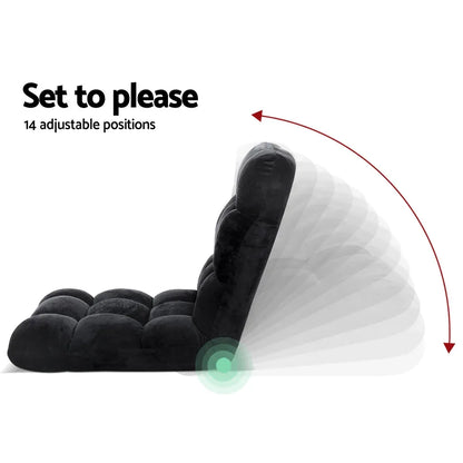 Artiss 2X Lounge Sofa Bed Flannel Fabric Black - Mekamart Australia