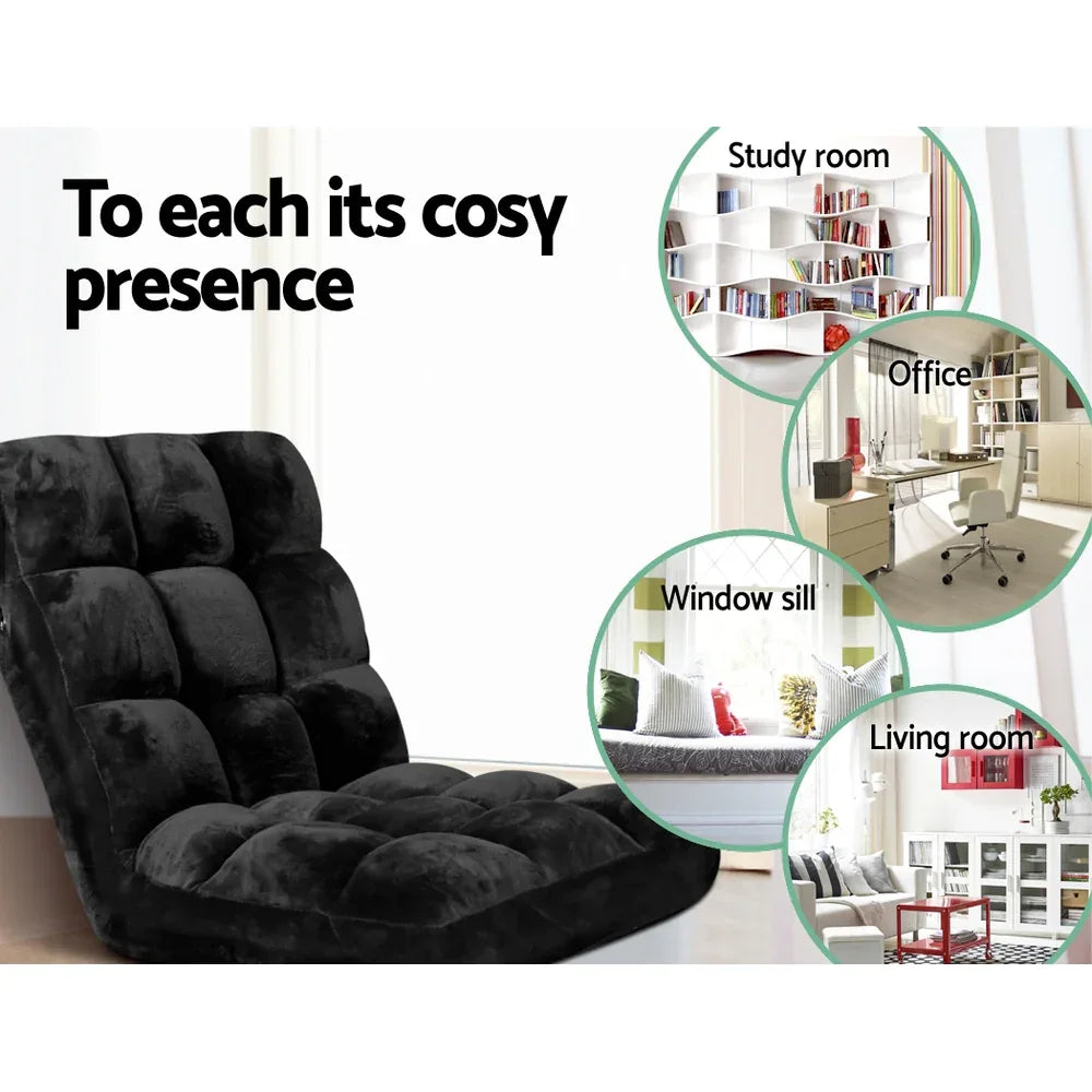 Artiss 2X Lounge Sofa Bed Flannel Fabric Black - Mekamart Australia