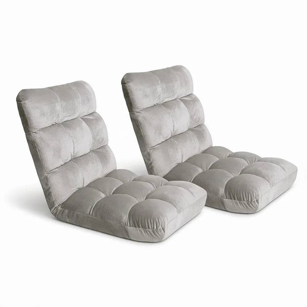 Artiss 2X Lounge Sofa Bed Flannel Fabric Grey - Mekamart Australia