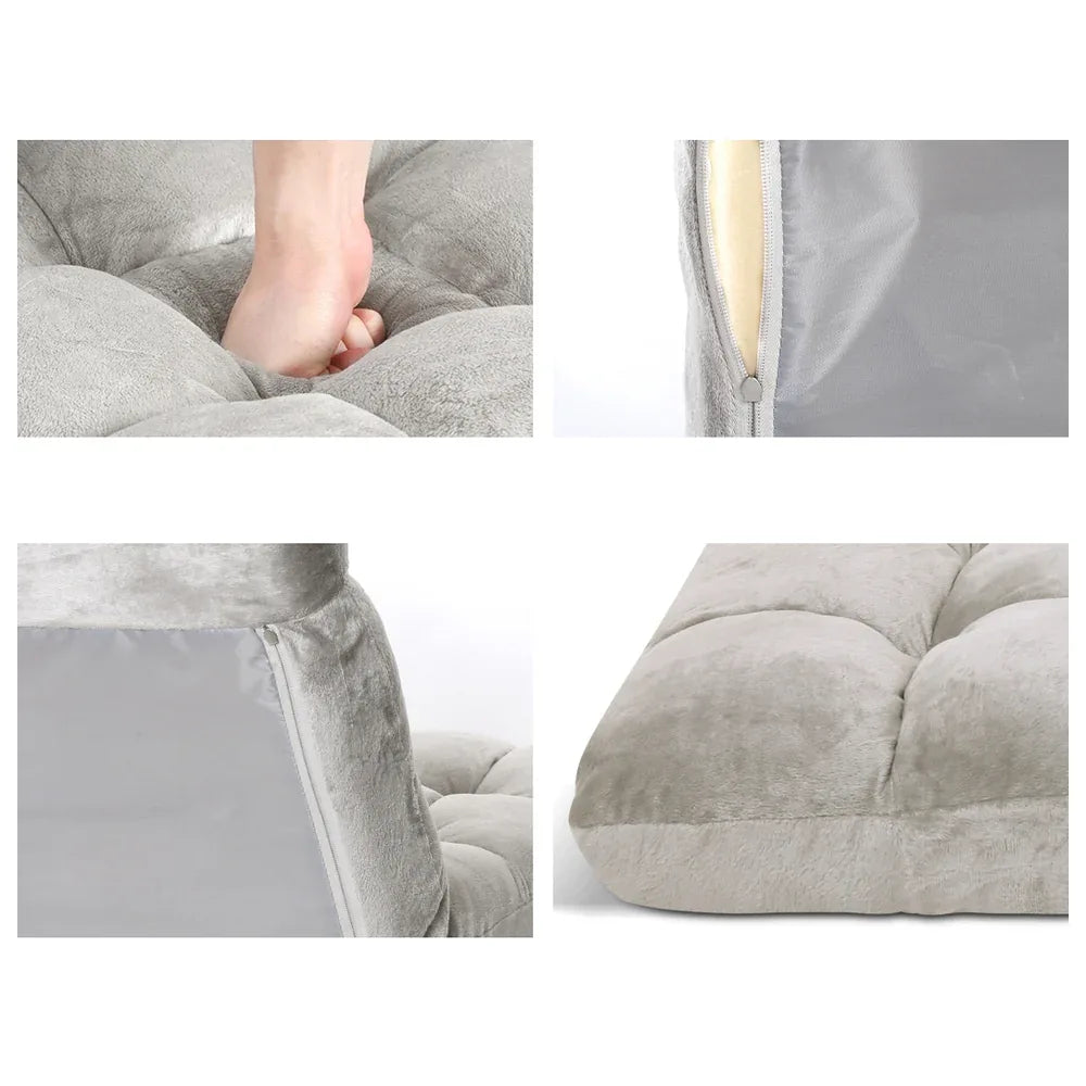 Artiss 2X Lounge Sofa Bed Flannel Fabric Grey - Mekamart Australia