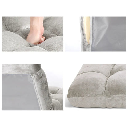 Artiss 2X Lounge Sofa Bed Flannel Fabric Grey - Mekamart Australia