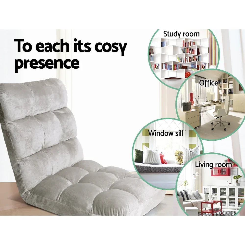 Artiss 2X Lounge Sofa Bed Flannel Fabric Grey - Mekamart Australia