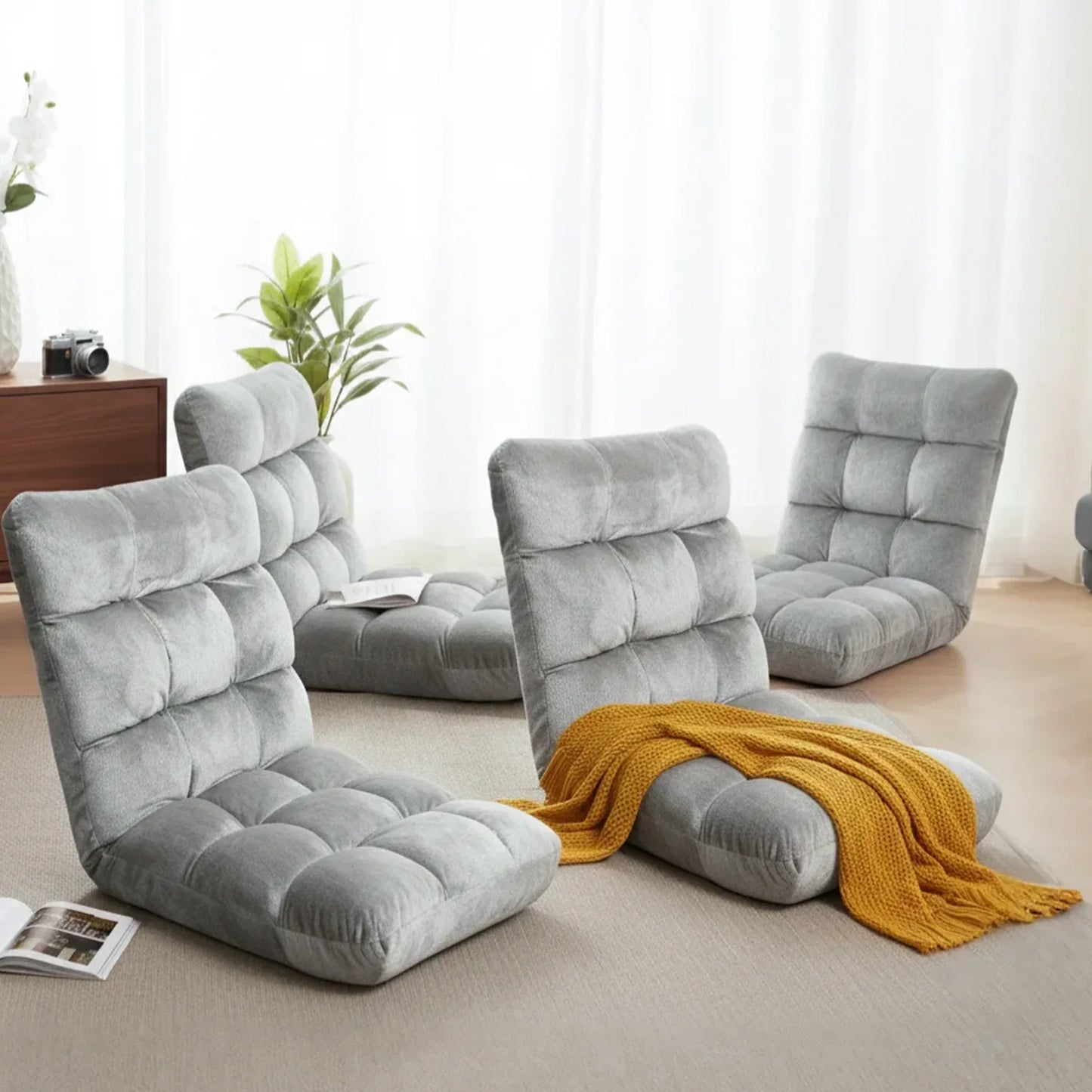 Artiss 4X Lounge Sofa Bed Flannel Fabric Grey - Mekamart Australia