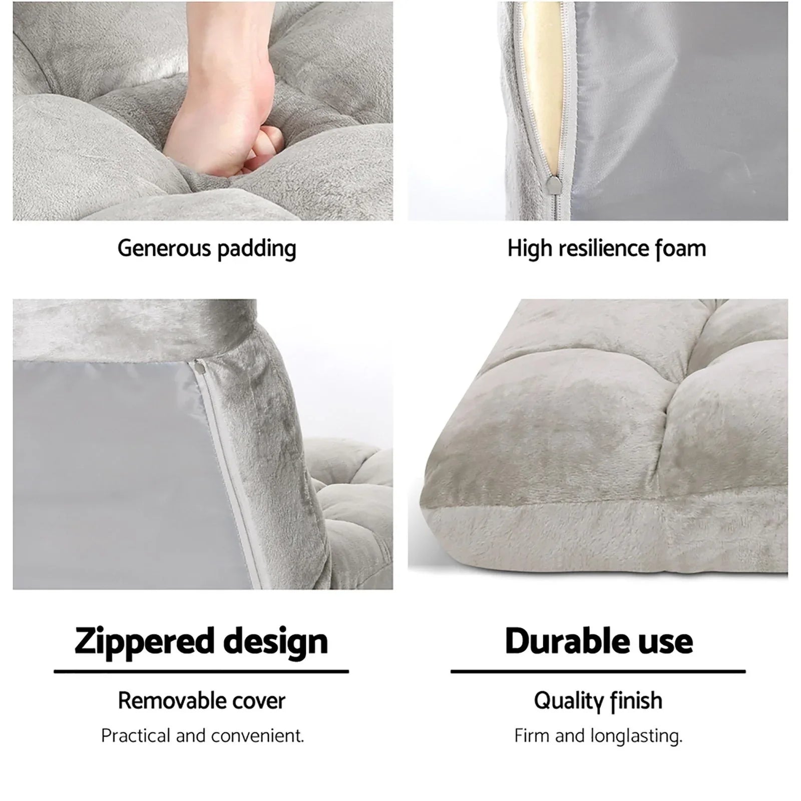Artiss 4X Lounge Sofa Bed Flannel Fabric Grey - Mekamart Australia