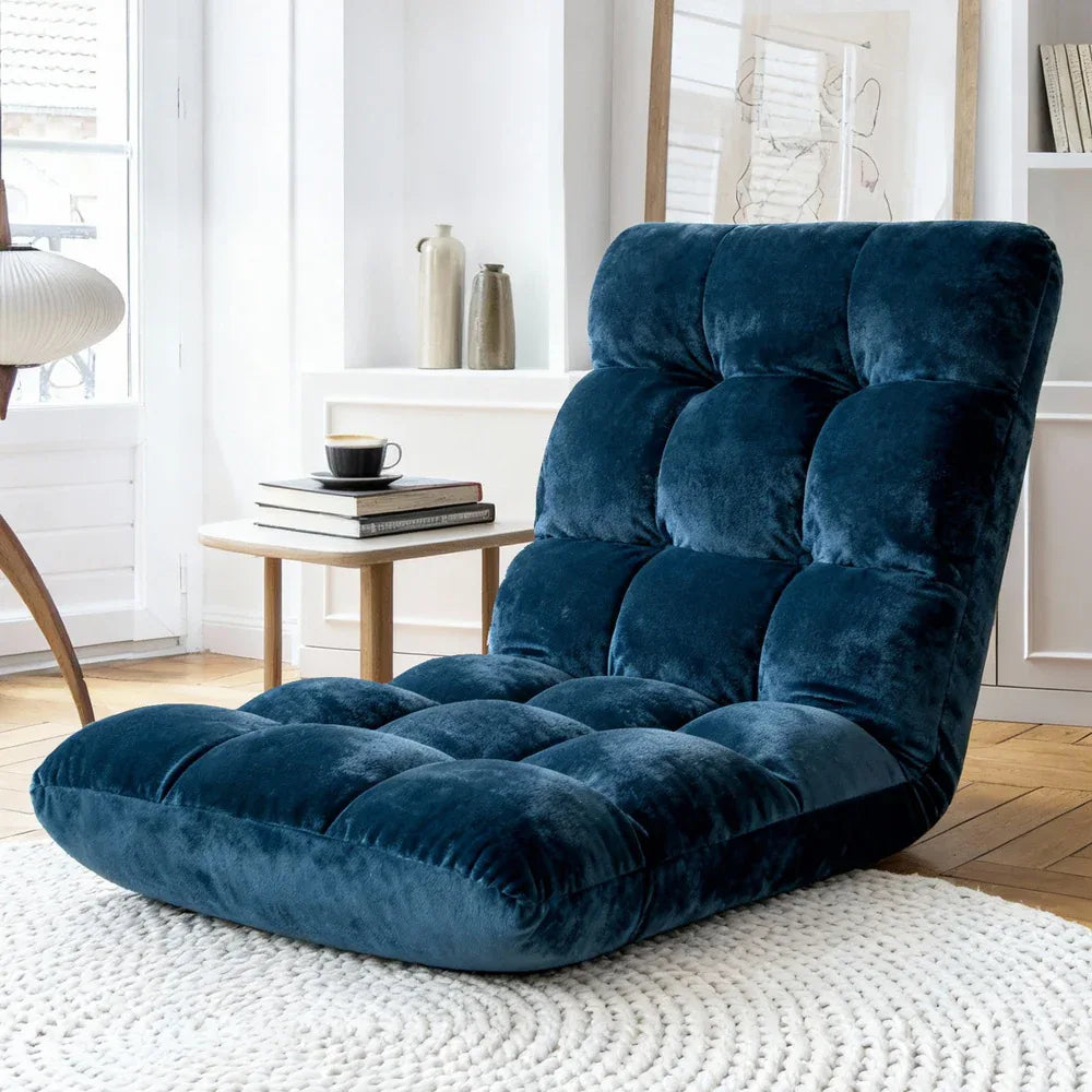 Artiss Floor Lounge Sofa Bed Flannel Fabric Navy - Mekamart Australia