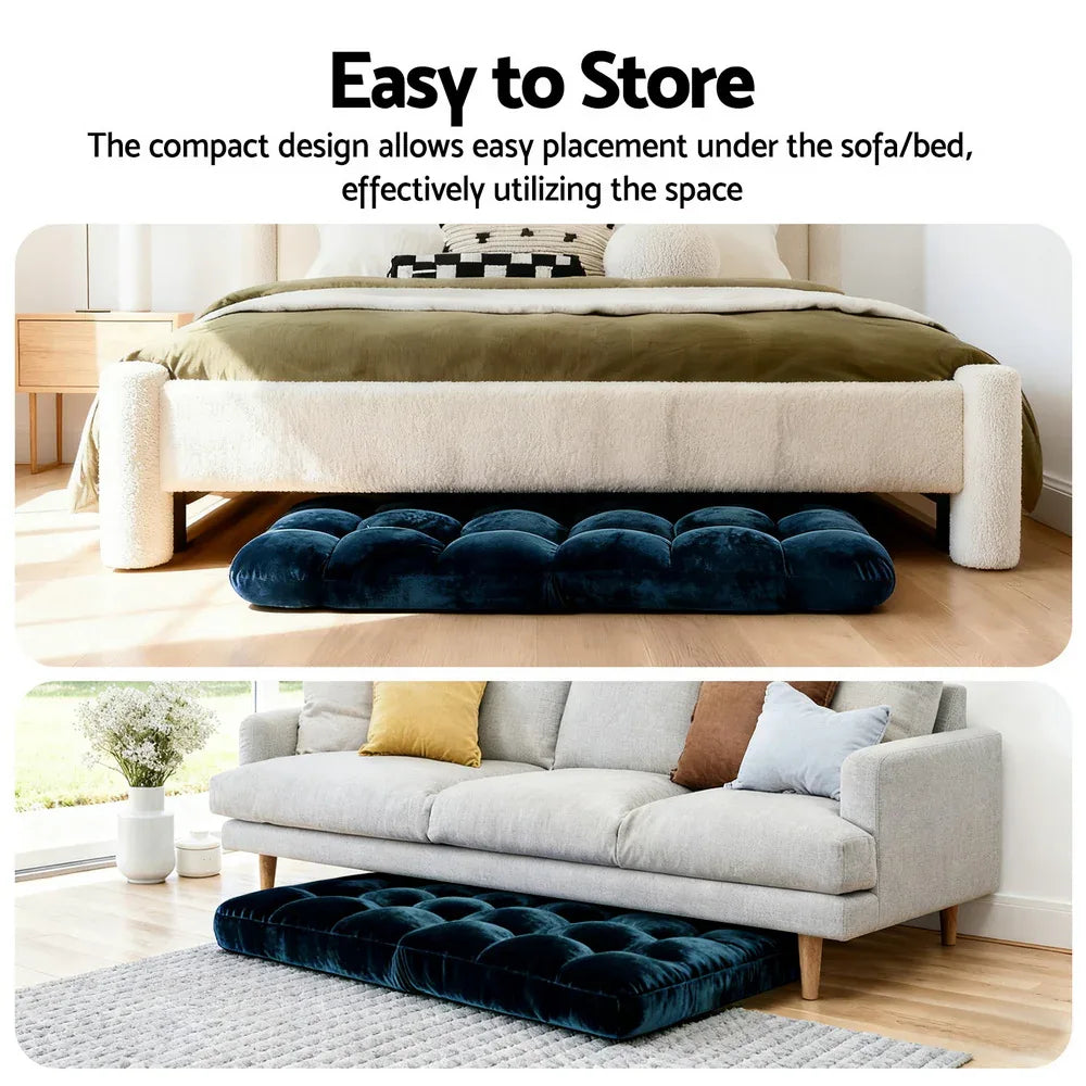 Artiss Floor Lounge Sofa Bed Flannel Fabric Navy - Mekamart Australia