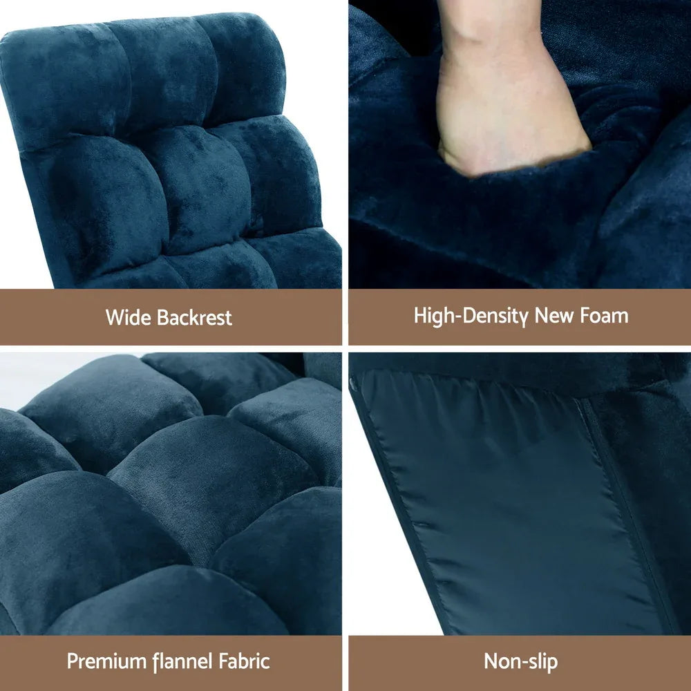 Artiss Floor Lounge Sofa Bed Flannel Fabric Navy - Mekamart Australia