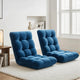 Artiss 2PCS Floor Lounge Sofa Bed Flannel Fabric Navy - Mekamart Australia