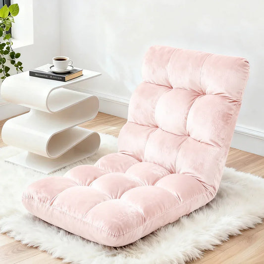 Artiss Floor Lounge Sofa Bed Flannel Fabric Pink - Mekamart Australia