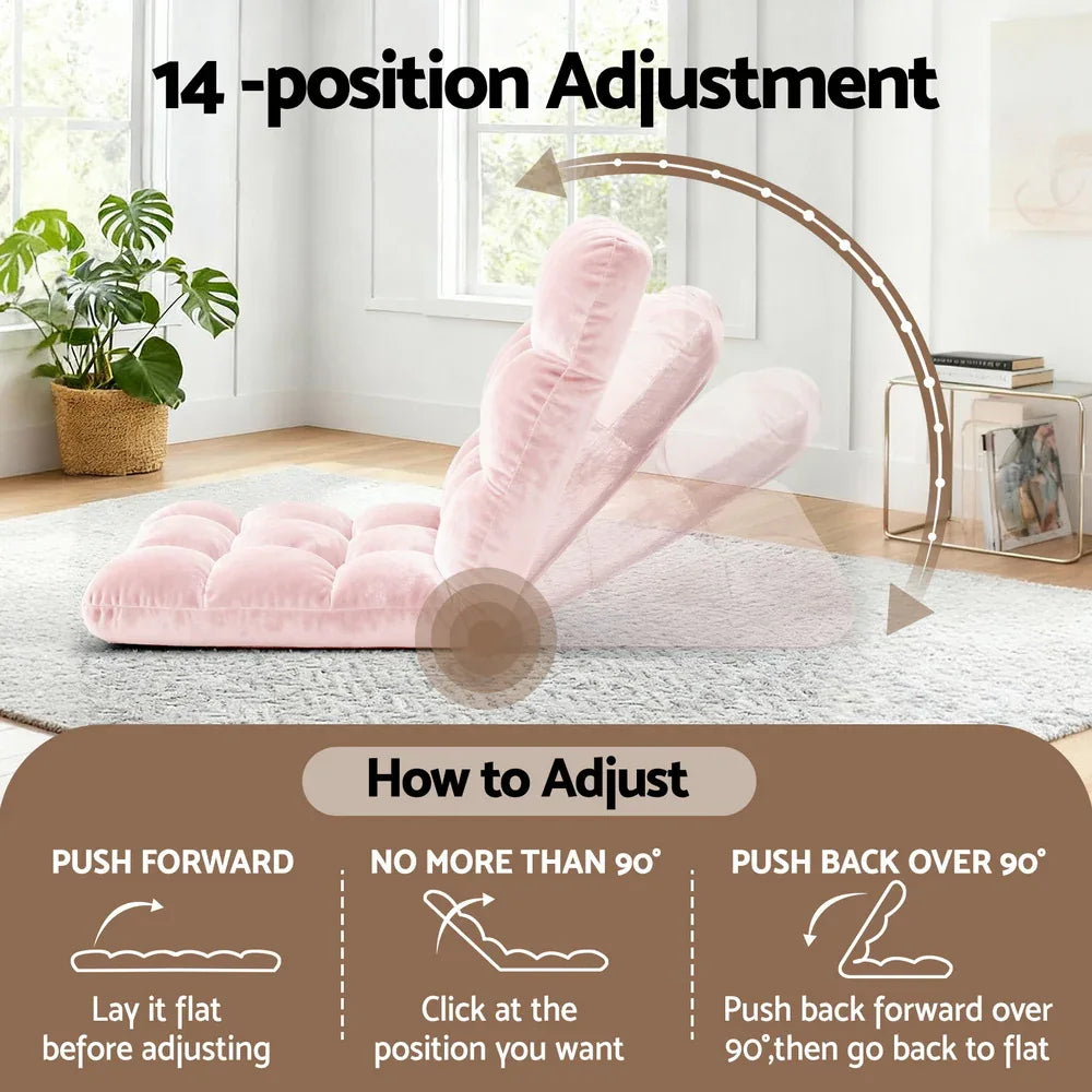 Artiss Floor Lounge Sofa Bed Flannel Fabric Pink - Mekamart Australia