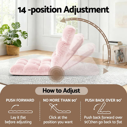 Artiss Floor Lounge Sofa Bed Flannel Fabric Pink - Mekamart Australia