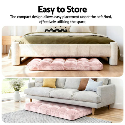 Artiss Floor Lounge Sofa Bed Flannel Fabric Pink - Mekamart Australia
