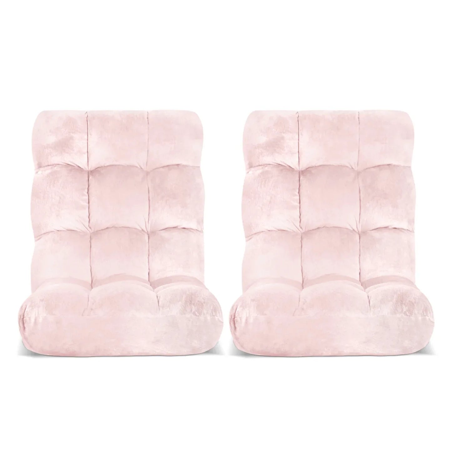 Artiss 2PCS Floor Lounge Sofa Bed Flannel Fabric Pink - Mekamart Australia