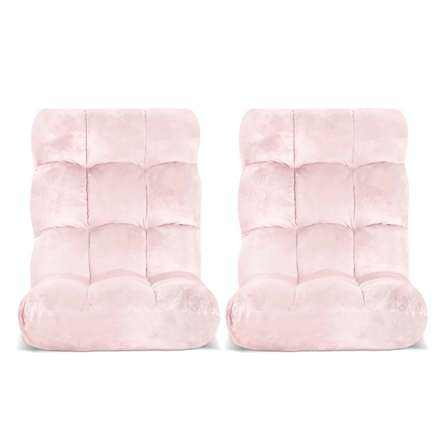 Artiss 2PCS Floor Lounge Sofa Bed Flannel Fabric Pink - Mekamart Australia