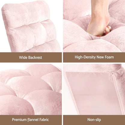 Artiss 2PCS Floor Lounge Sofa Bed Flannel Fabric Pink - Mekamart Australia