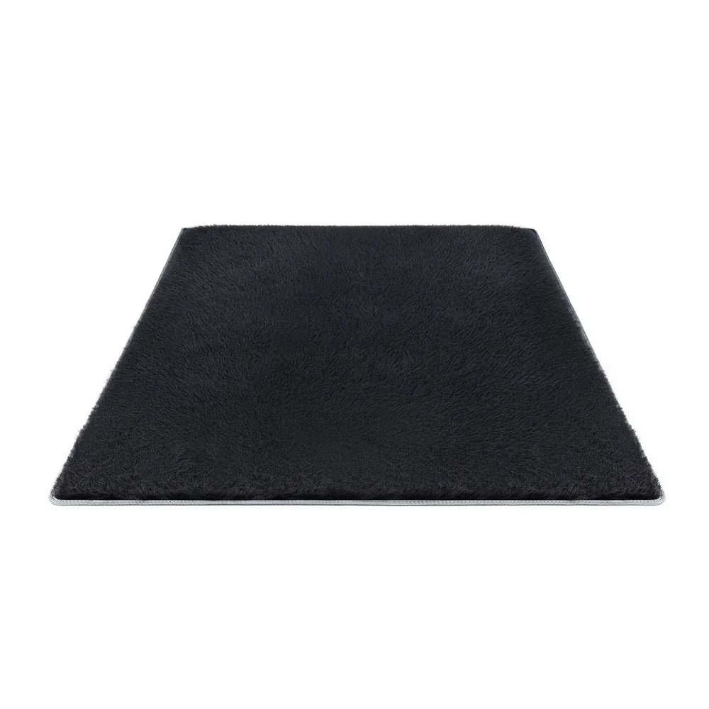 Artiss Floor Rug 140x200cm Plush Area Shaggy Rug Living Room Bedroom Carpet Black - Mekamart Australia