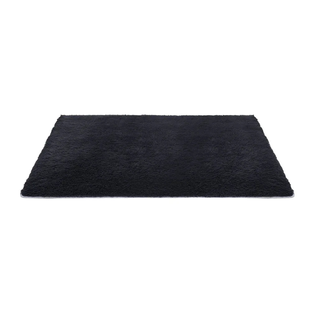 Artiss Floor Rug 140x200cm Plush Area Shaggy Rug Living Room Bedroom Carpet Black - Mekamart Australia