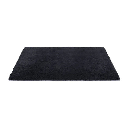 Artiss Floor Rug 140x200cm Plush Area Shaggy Rug Living Room Bedroom Carpet Black - Mekamart Australia