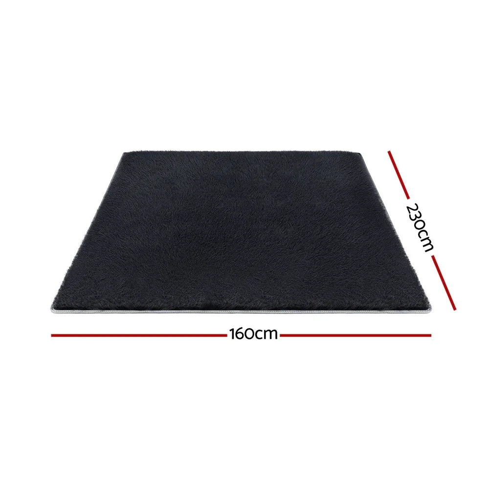 Artiss Floor Rug 160x230cm Plush Area Shaggy Rug Living Room Bedroom Carpet Black - Mekamart Australia