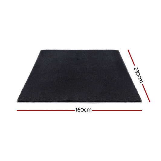 Artiss Floor Rug 160x230cm Plush Area Shaggy Rug Living Room Bedroom Carpet Black - Mekamart Australia