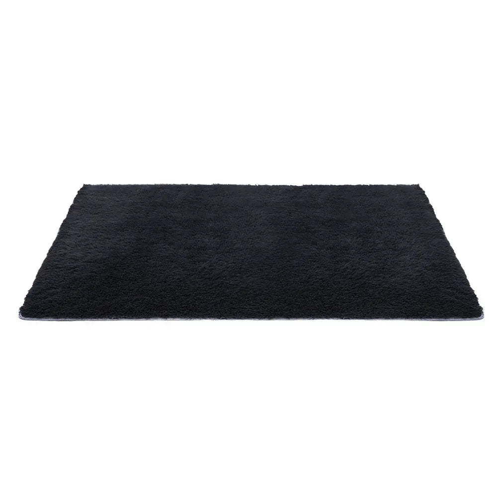 Artiss Floor Rug 160x230cm Plush Area Shaggy Rug Living Room Bedroom Carpet Black - Mekamart Australia