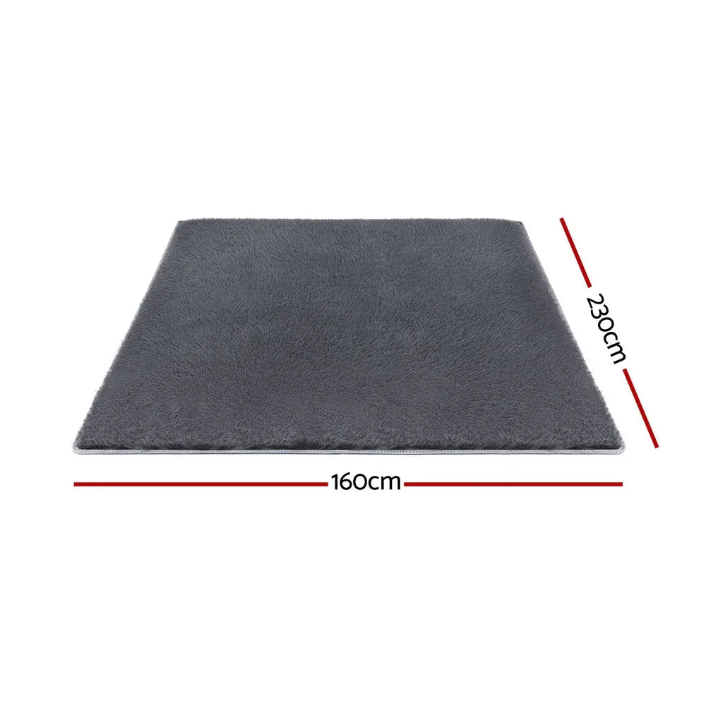 Artiss Floor Rug 160x230cm Plush Area Shaggy Rug Living Room Bedroom Carpet Grey - Mekamart Australia