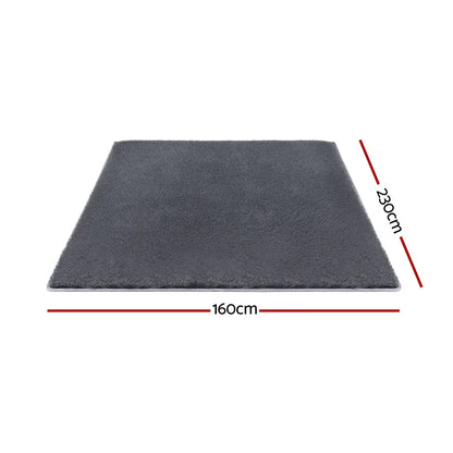 Artiss Floor Rug 160x230cm Plush Area Shaggy Rug Living Room Bedroom Carpet Grey - Mekamart Australia