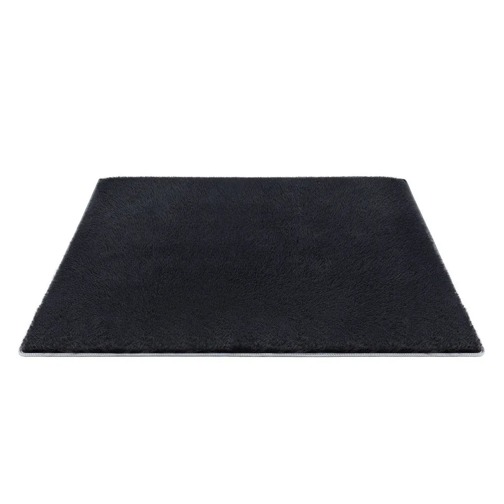 Artiss Floor Rug 200x230cm Plush Area Shaggy Rug Living Room Bedroom Carpet Black - Mekamart Australia