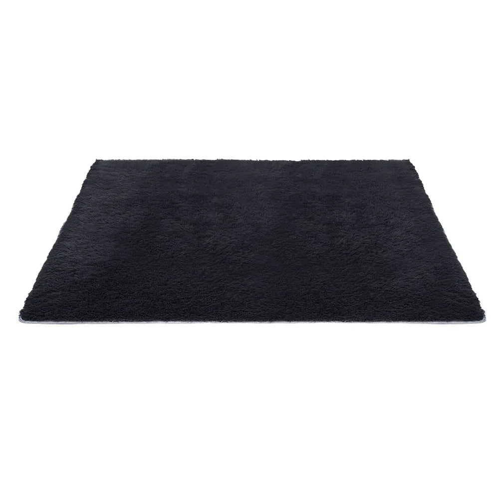 Artiss Floor Rug 200x230cm Plush Area Shaggy Rug Living Room Bedroom Carpet Black - Mekamart Australia