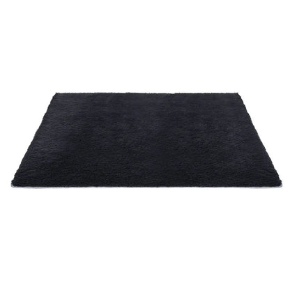 Artiss Floor Rug 200x230cm Plush Area Shaggy Rug Living Room Bedroom Carpet Black - Mekamart Australia