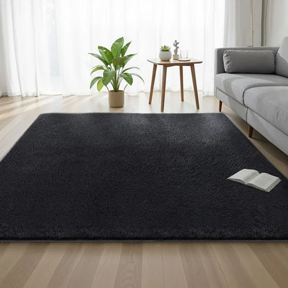 Artiss Floor Rug 200x230cm Plush Area Shaggy Rug Living Room Bedroom Carpet Black - Mekamart Australia