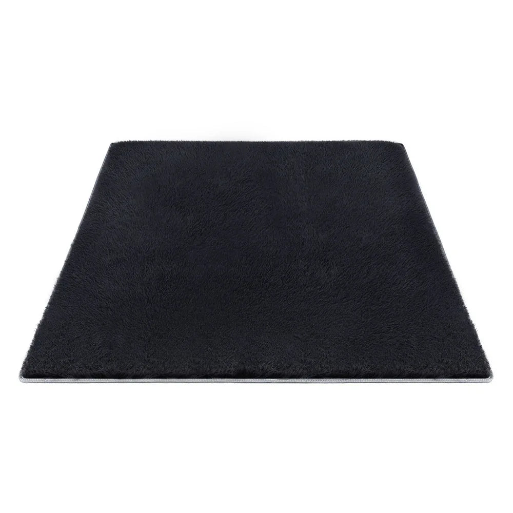 Artiss Floor Rug 200x290cm Plush Area Shaggy Rug Living Room Bedroom Carpet Black - Mekamart Australia