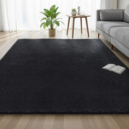 Artiss Floor Rug 200x290cm Plush Area Shaggy Rug Living Room Bedroom Carpet Black - Mekamart Australia